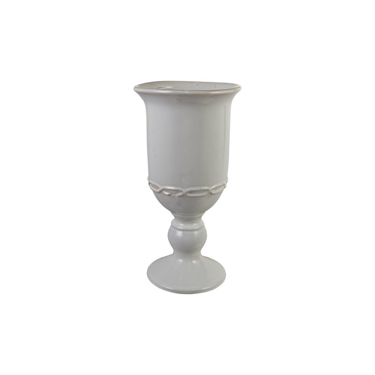 Stoneware Urn, Reactive Glaze, White