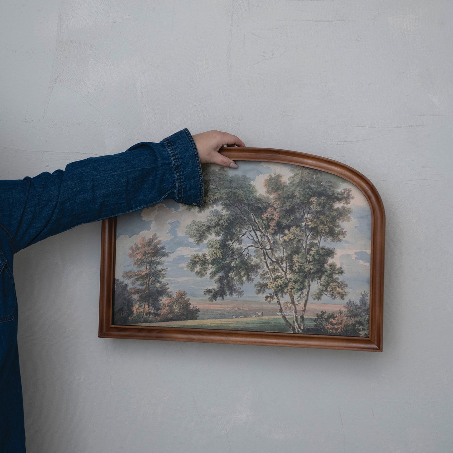 Wood Arched Framed Wall Decor w/ Landscape