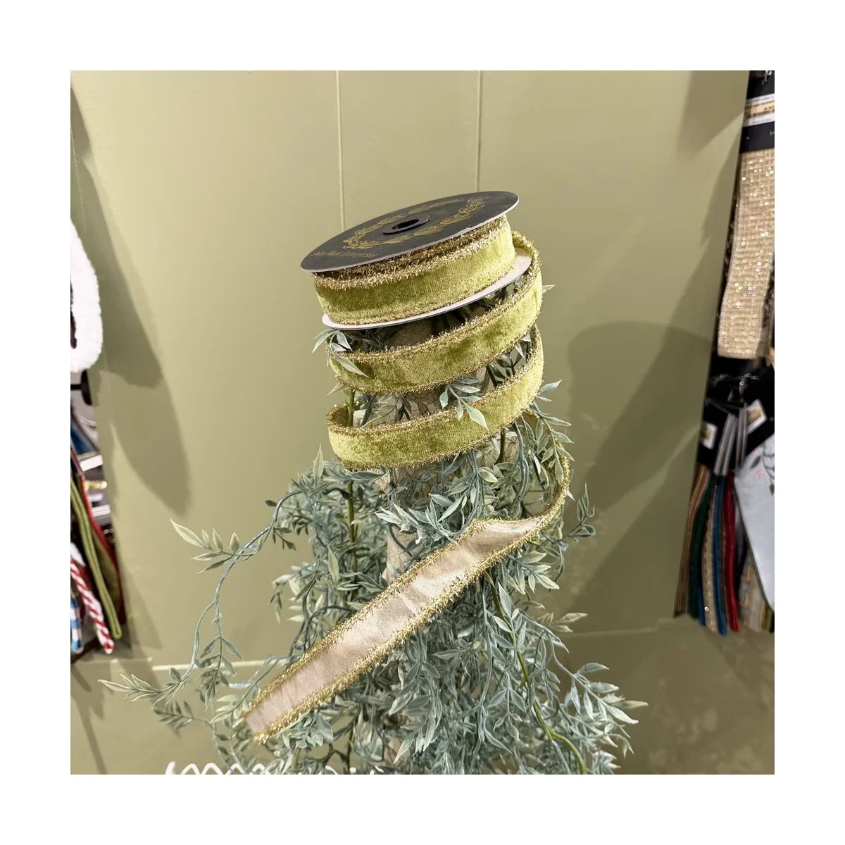 JME 1" Velvet Metallic Dupion Fused Tinsel Edge Ribbon