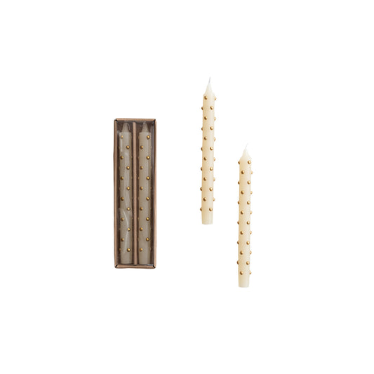 Unscented Taper Candles w/ Dots 10"