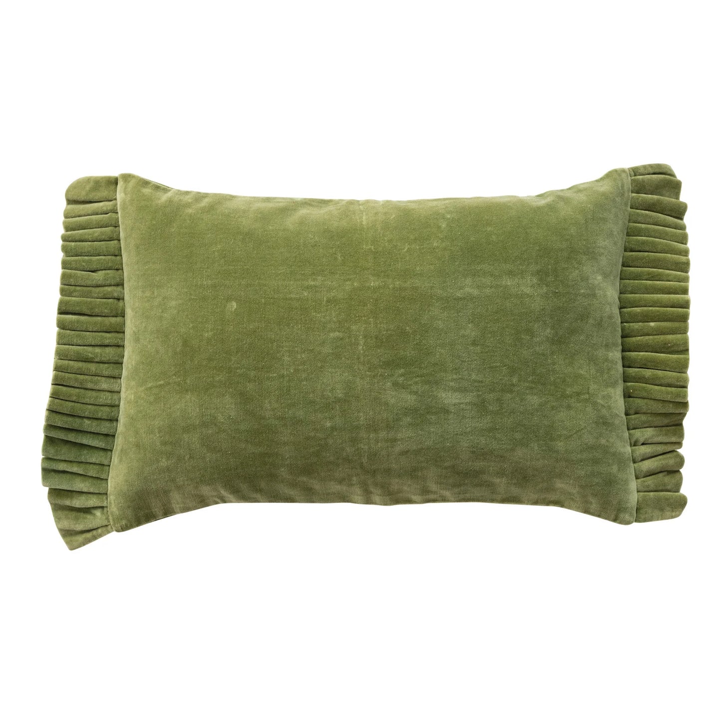 Velvet Lumbar Pillow w/ Ruffle Trim